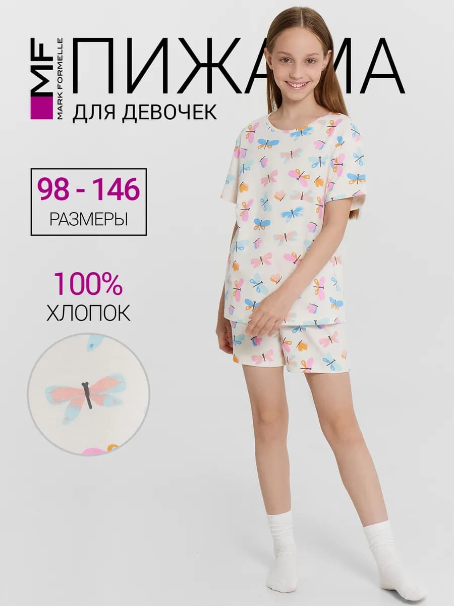 Пижама для девочки шортами и футболкой