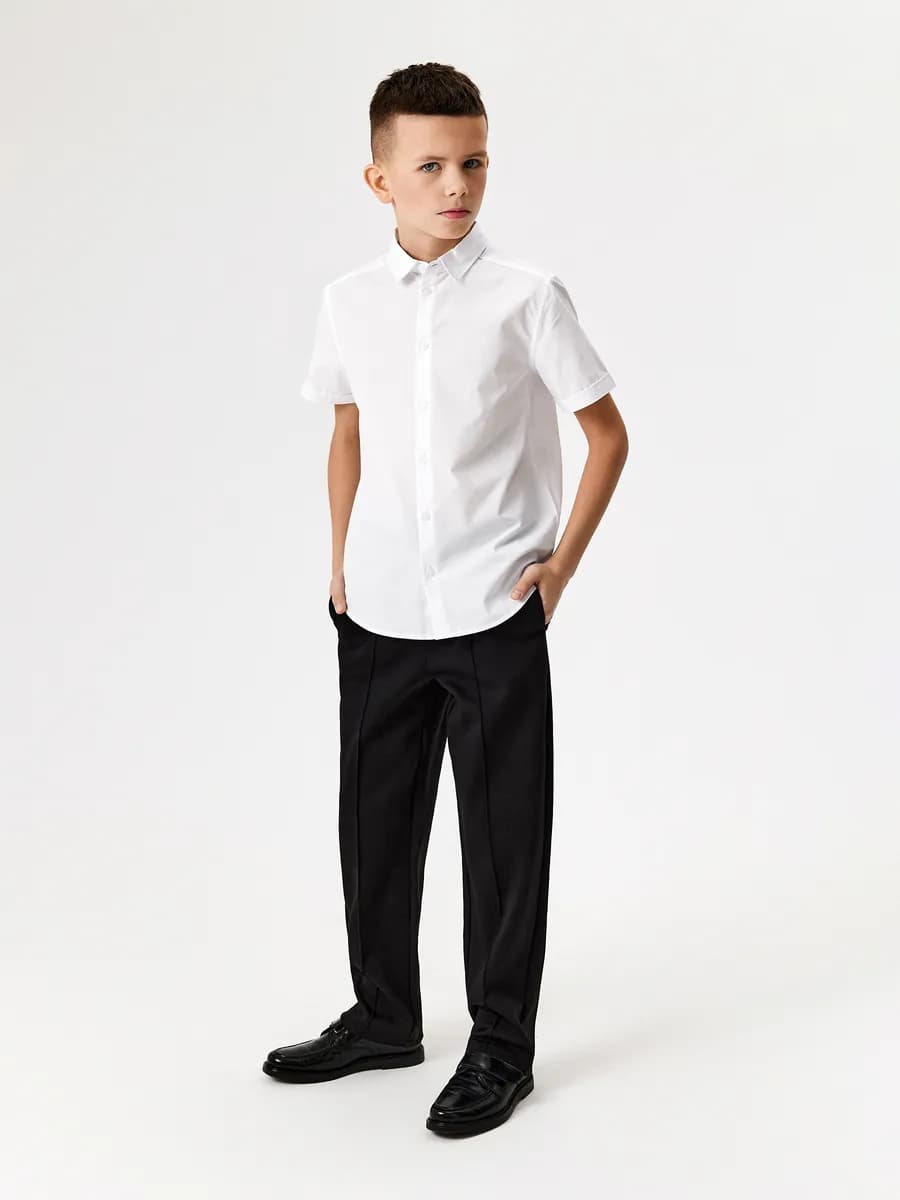 Рубашка школьная белая с коротким рукавом