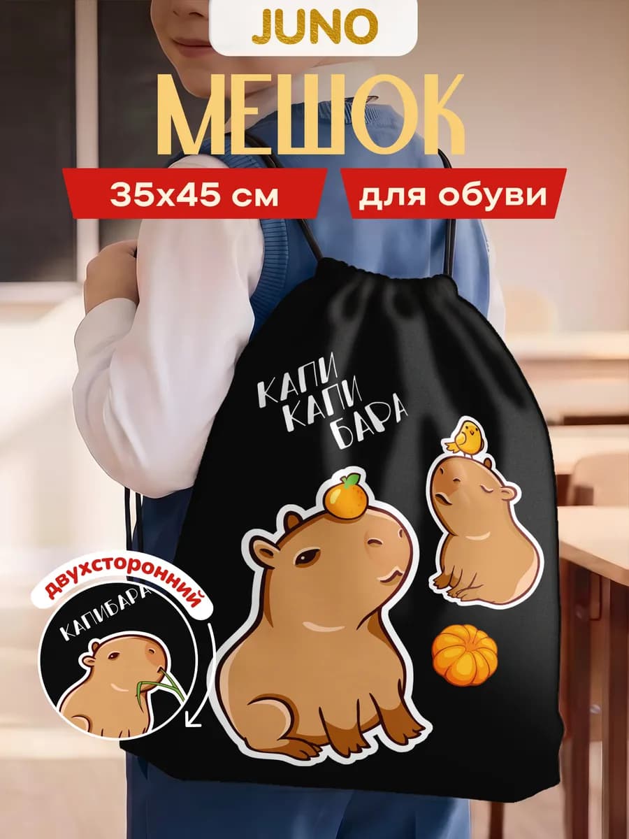 Школьный мешок сменка сумка для сменной обуви Капибара