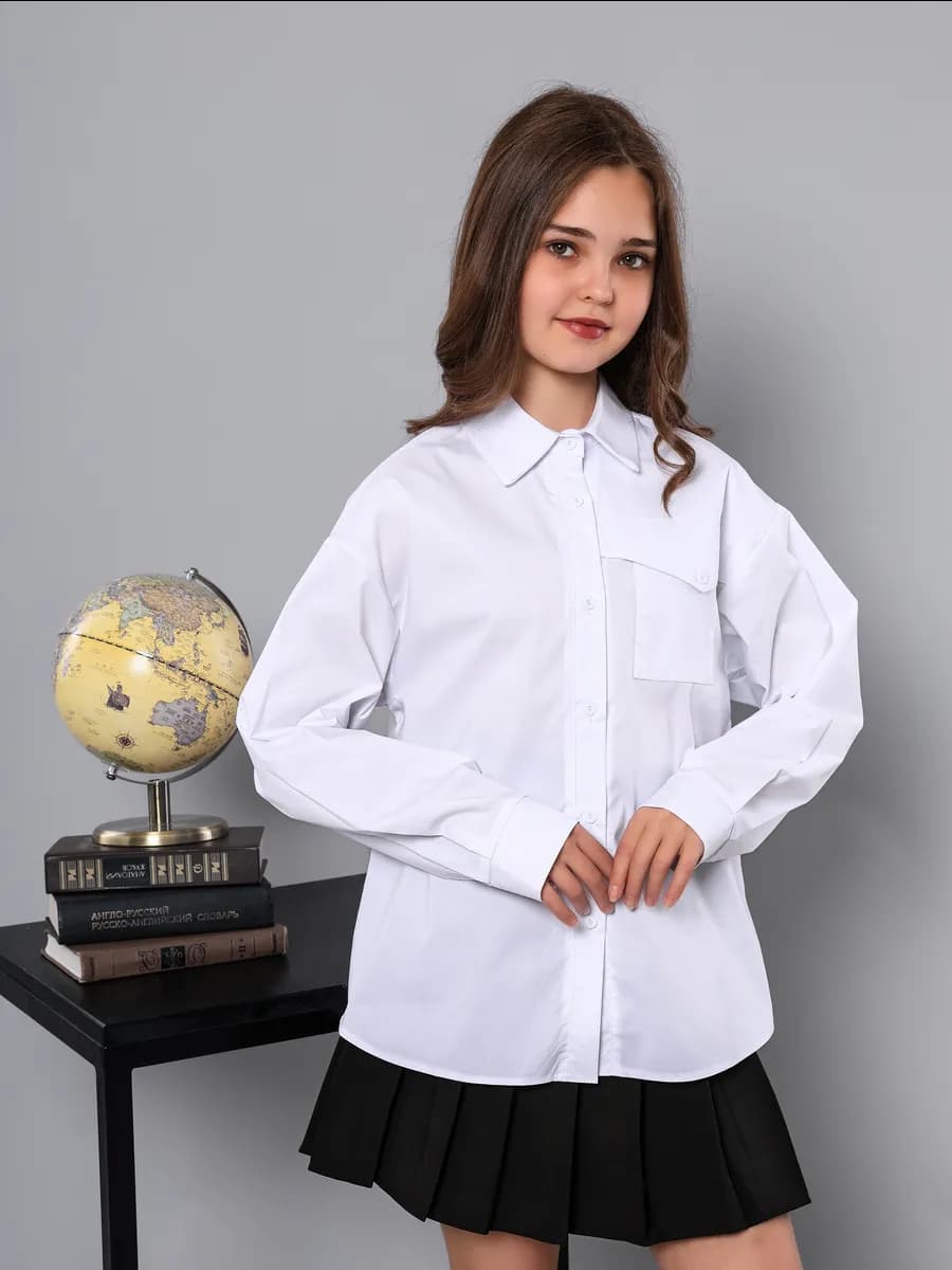 Рубашка школьная хлопок оверсайз