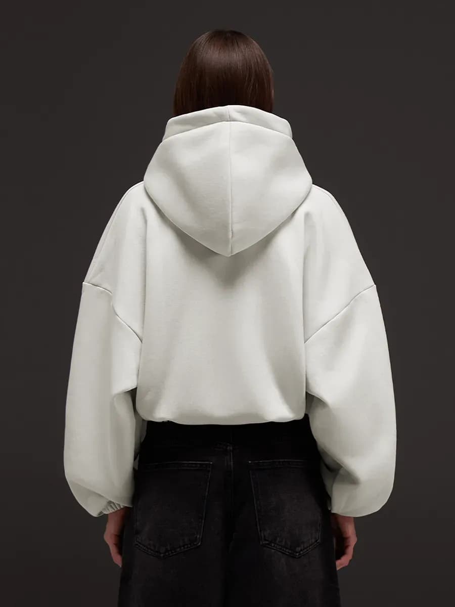 Укороченное базовое оверсайз худи с начесом - фото 1