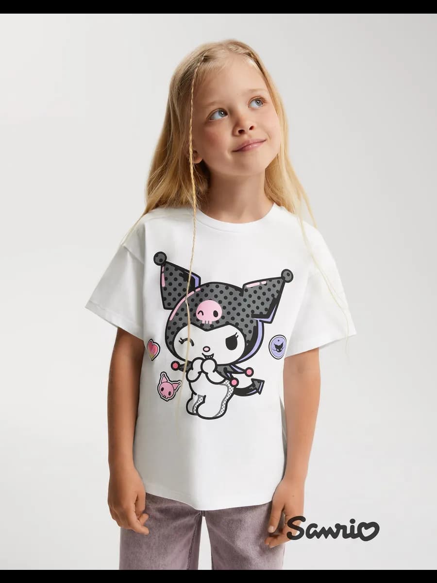 Белая футболка oversize с принтом