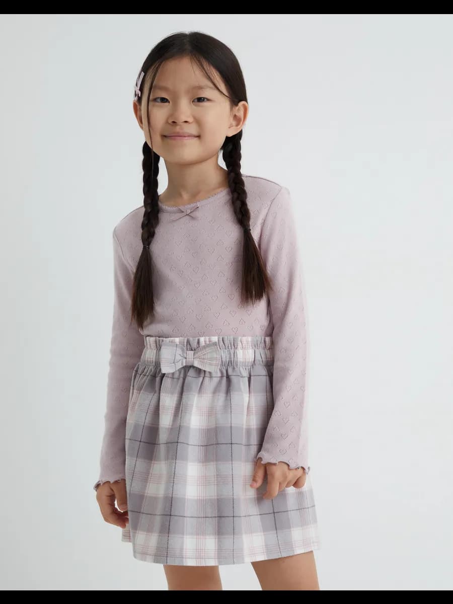 Серая клетчатая юбка Paperbag с бантиком