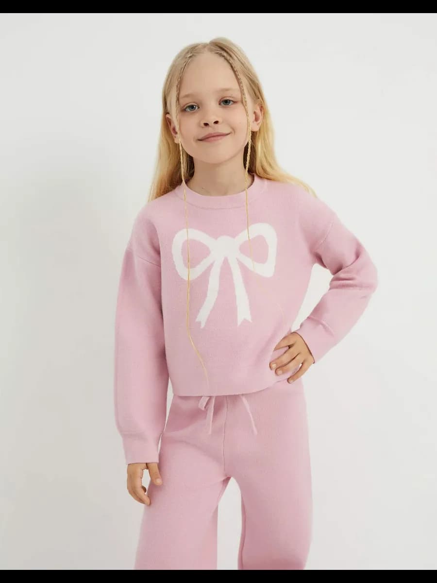 Розовый джемпер с бантиком