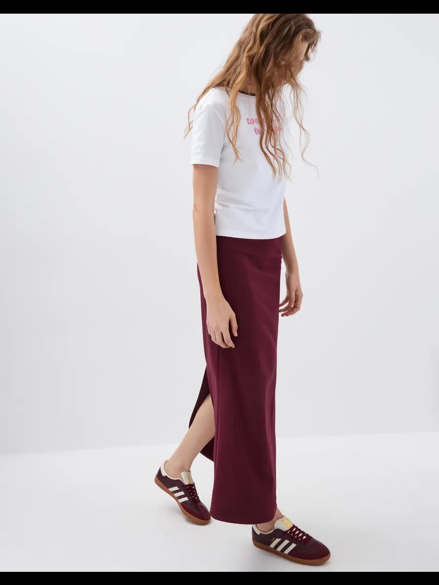Бордовая юбка макси - фото 1
