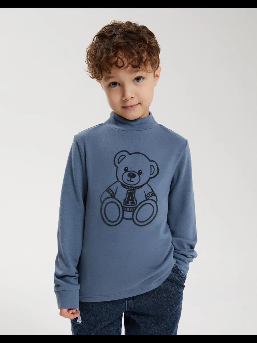 Синяя водолазка с принтом