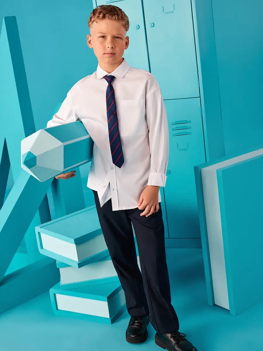 Рубашка школьная белая с длинным рукавом