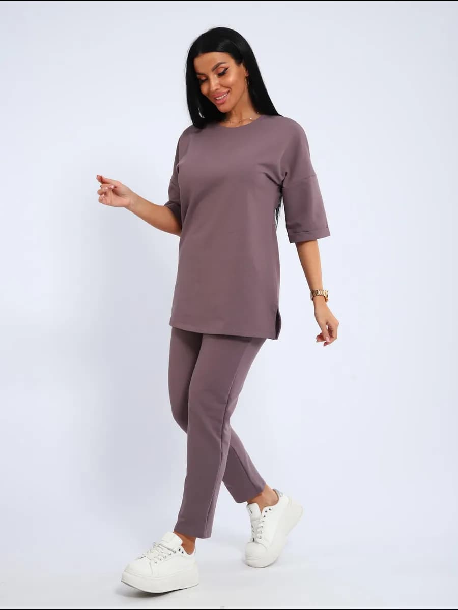 Костюм женский с брюками спортивный короткий рукав