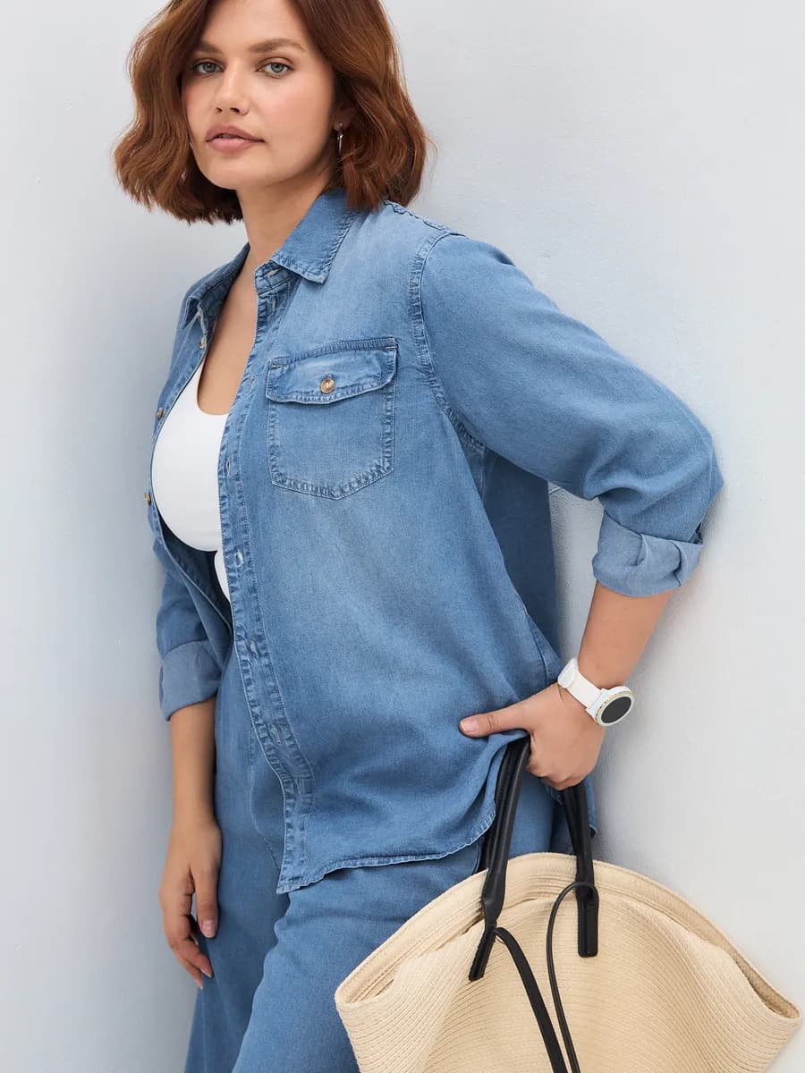 Рубашка джинсовая оверсайз больших размеров
