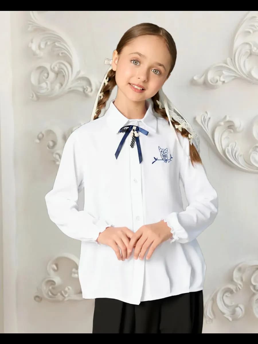 Блузка школьная рубашка с длинным рукавом