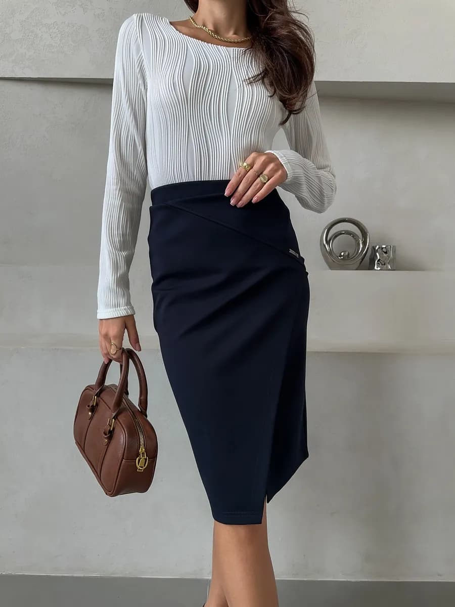 Юбка трикотажная миди в офис