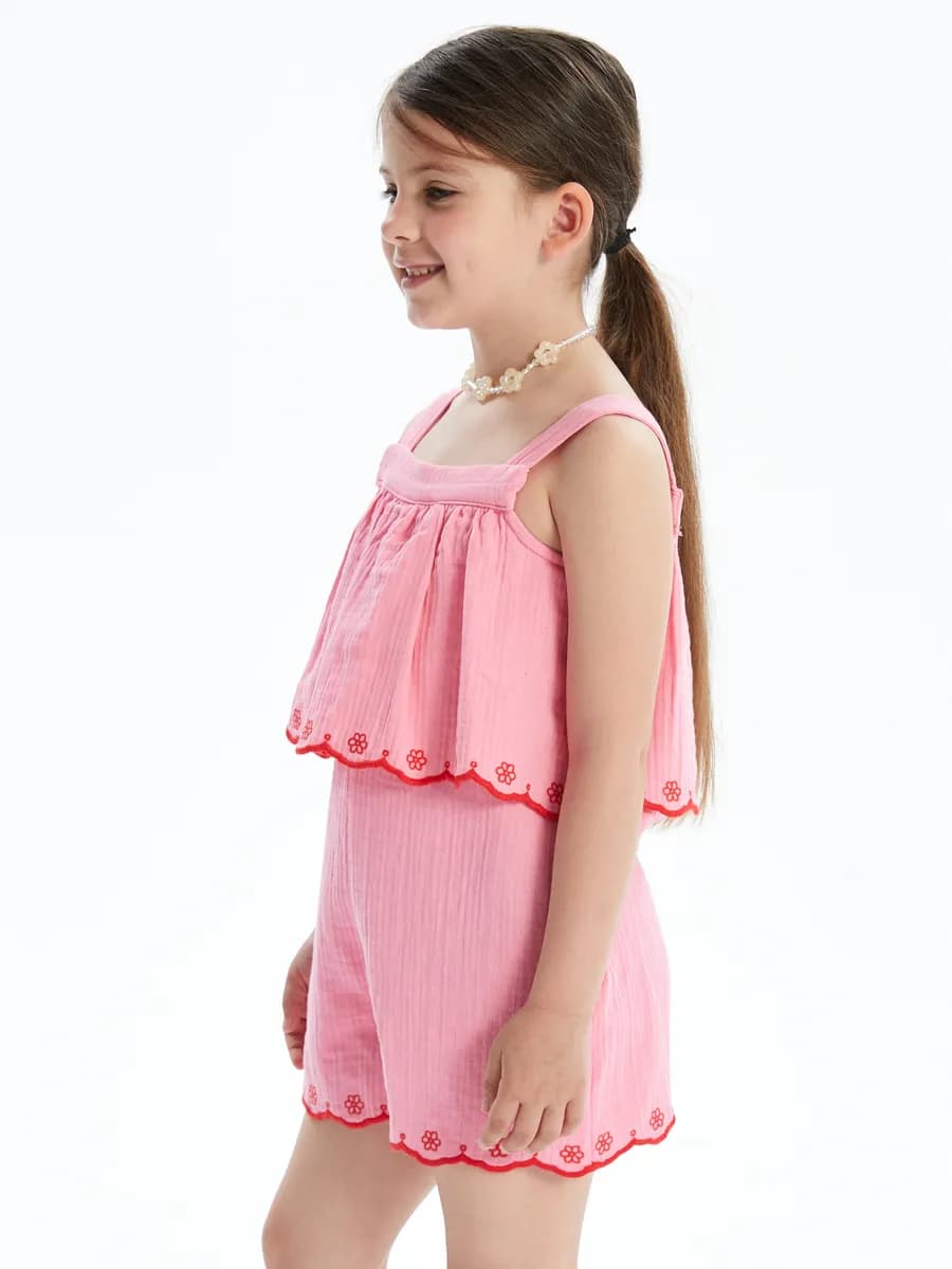 Детская розовая Полукомбинезон для девочки