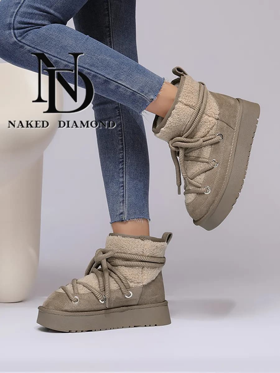 Зимние угги на платформе натуральная шерсть