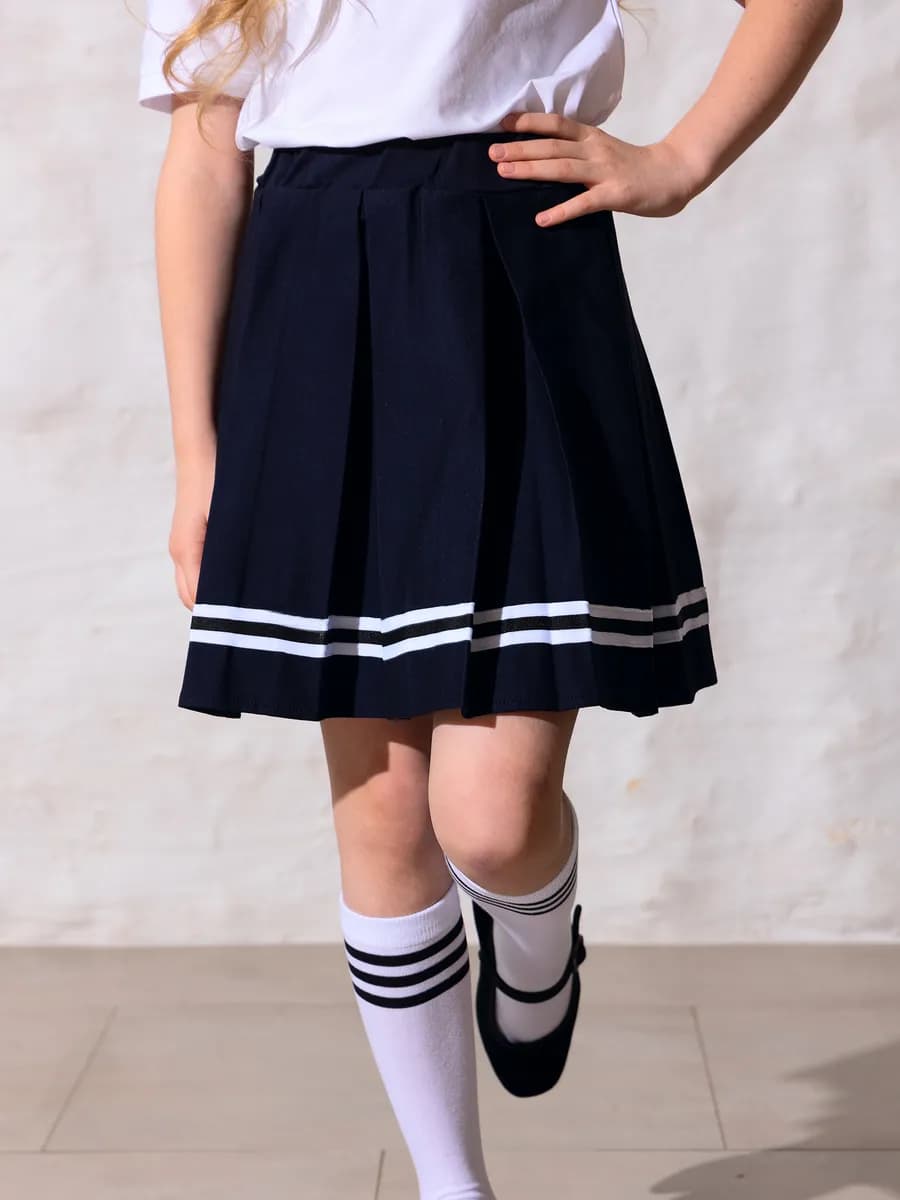 Юбка школьная в складку с полосками - фото 1
