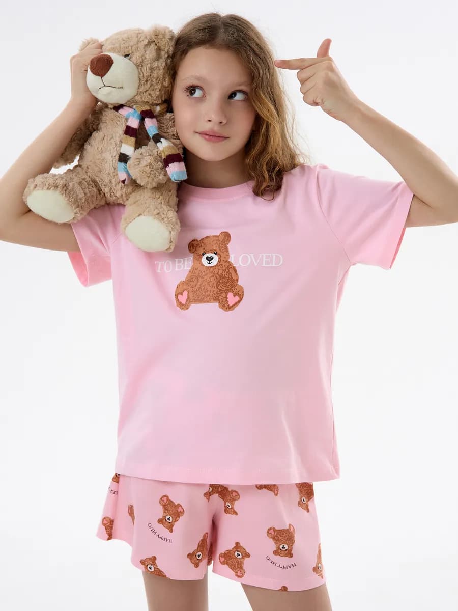 Пижама с шортами и футболкой с коротким рукавом домашняя