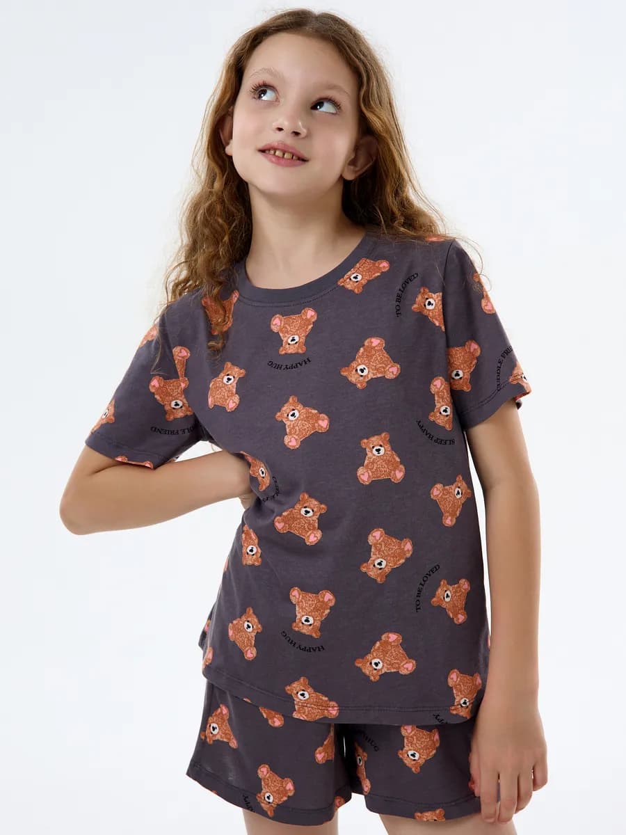 Пижама с шортами и футболкой с коротким рукавом домашняя