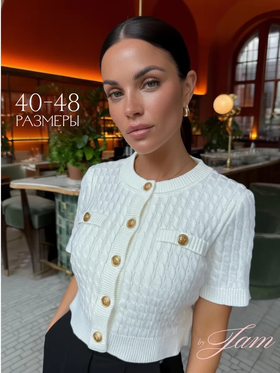 Кардиган вязаный с коротким рукавом на пуговицах