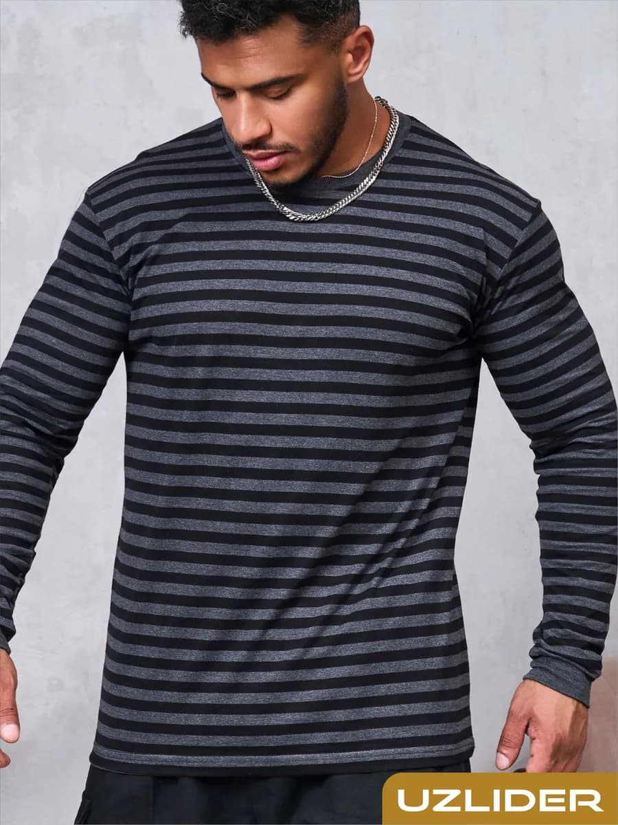 Лонгслив базовый хлопок в полоску тельняшка