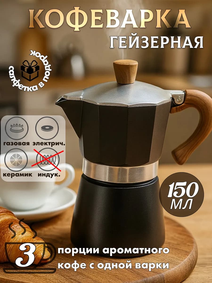 Кофеварка гейзерная для плиты 150 мл