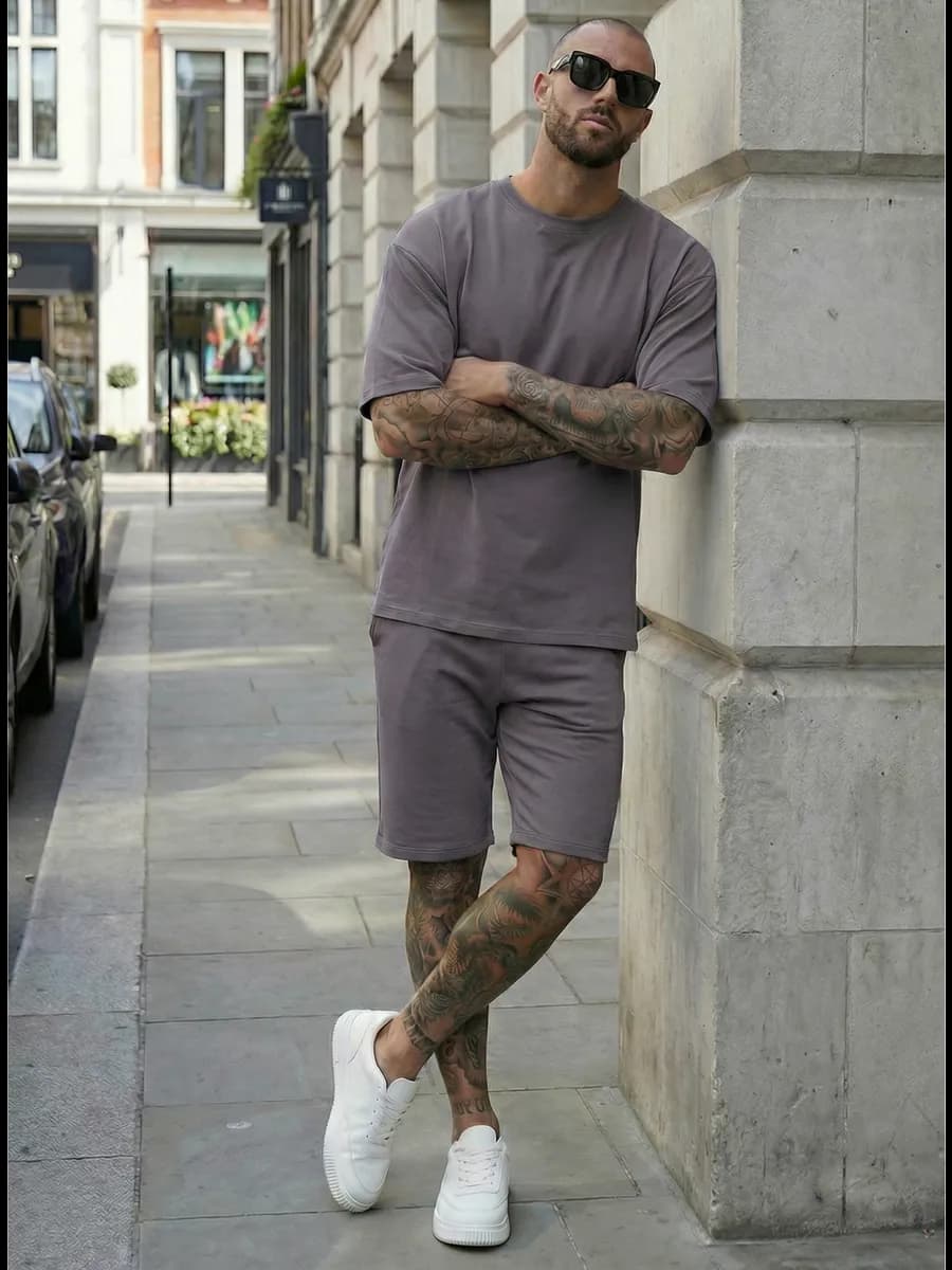 Костюм с шортами спортивный летний из футера двунитки