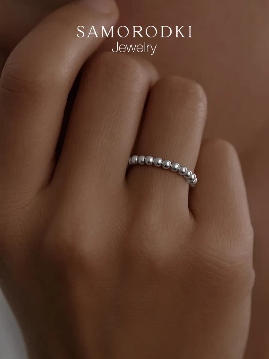 Кольцо шарики тонкое серебро 925 как из Pinterest