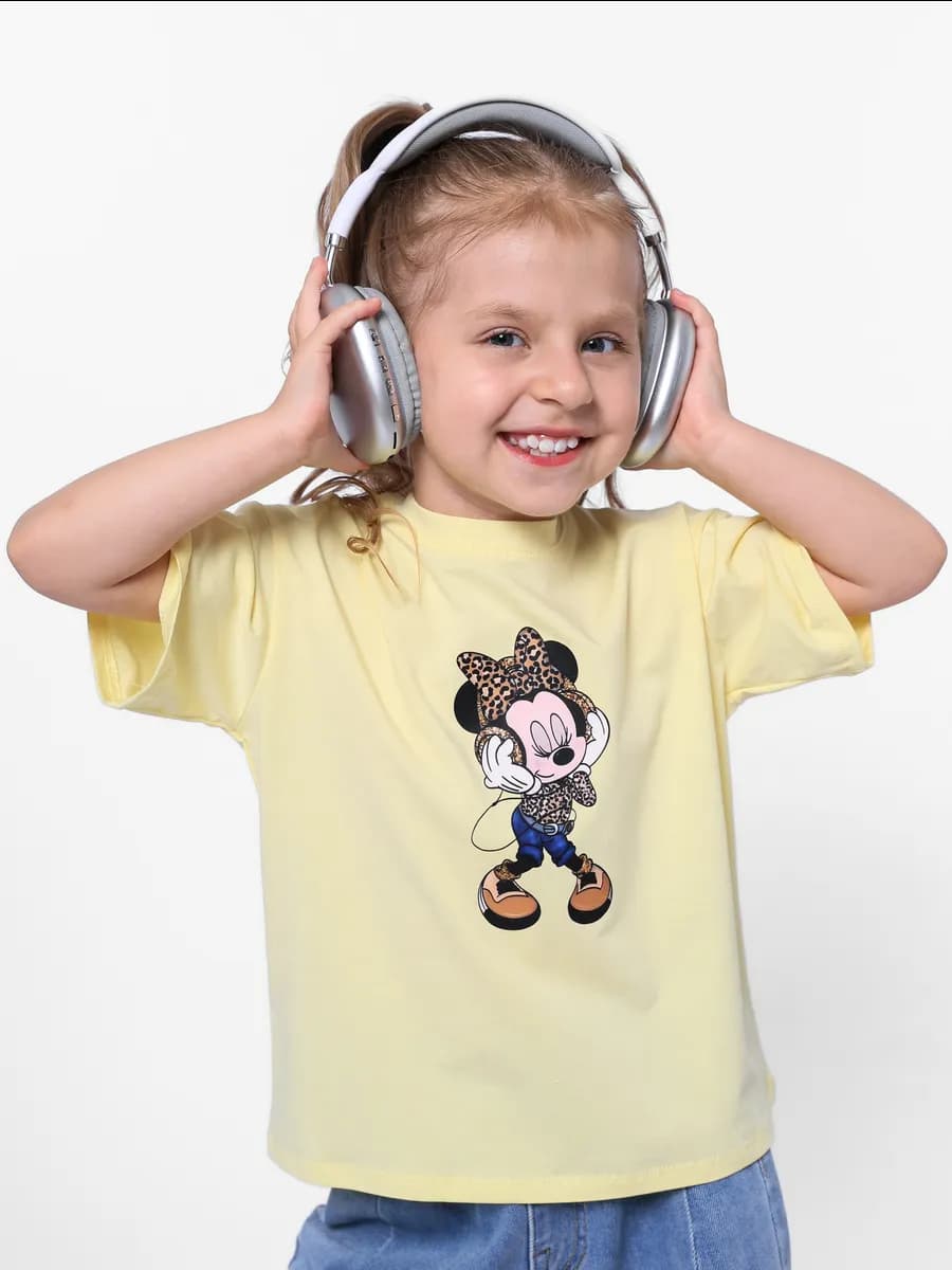 Футболка желтая с принтом Микки Маус
