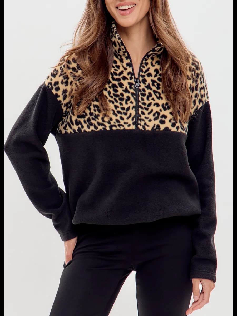 Свитшот оверсайз флисовый джемпер на молнии