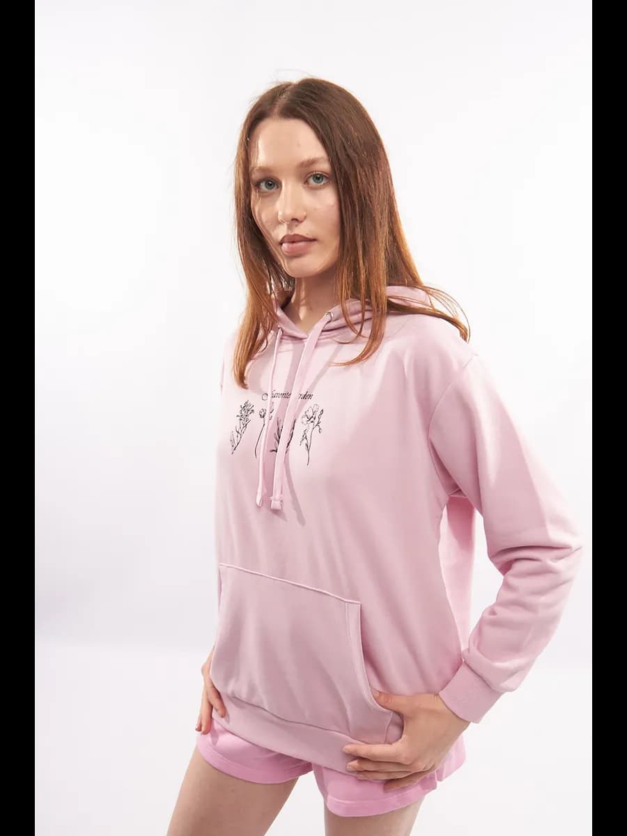 Толстовка розовая с капюшоном