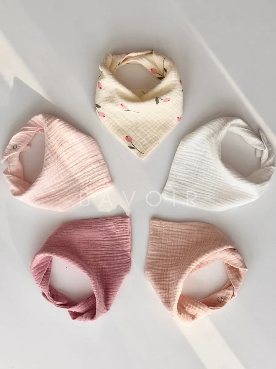 Слюнявчики 5 штук Муслиновые для новорожденных Хлопок