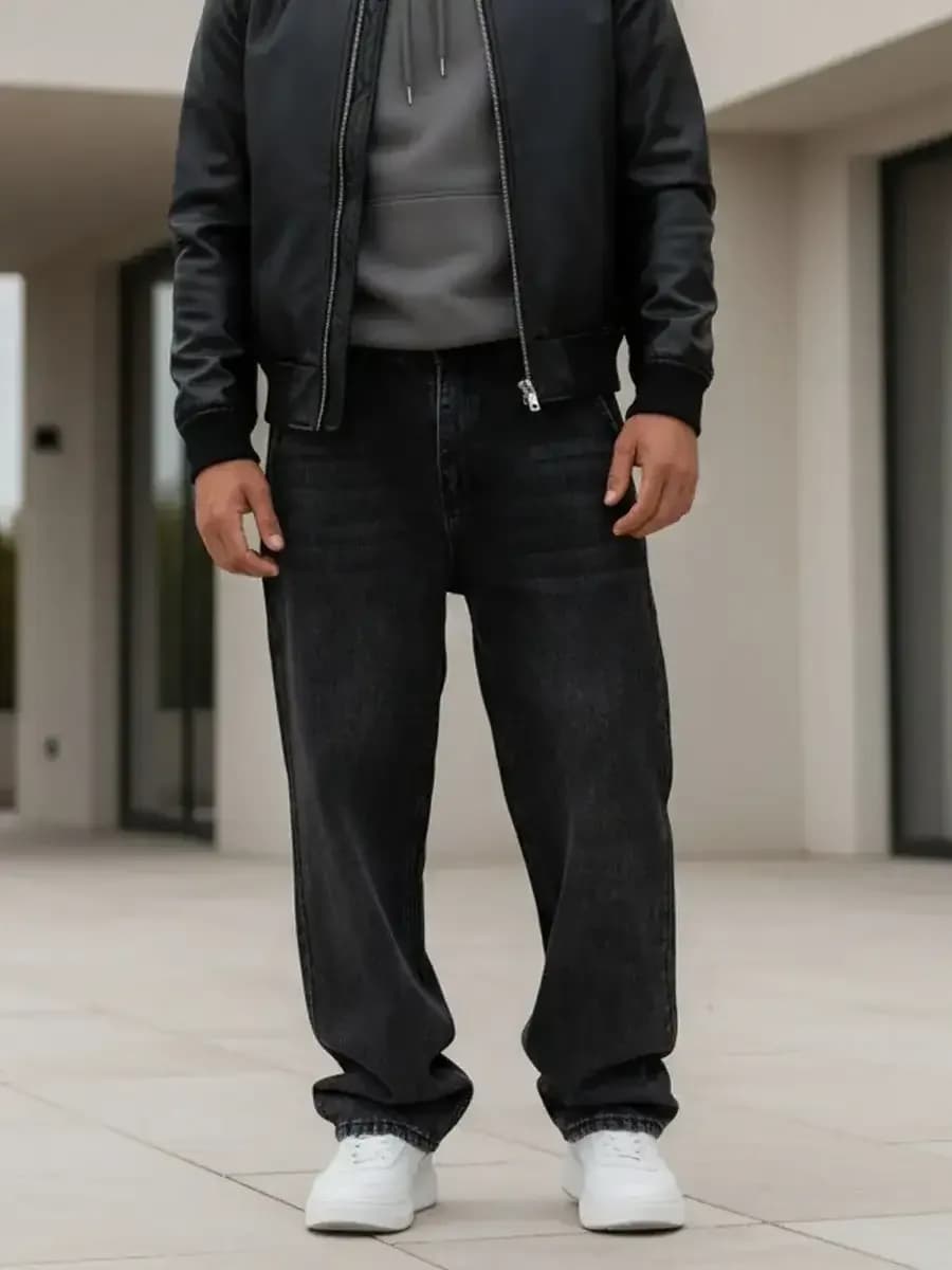 Джинсы широкие трубы прямые стильные весенние оверсайз