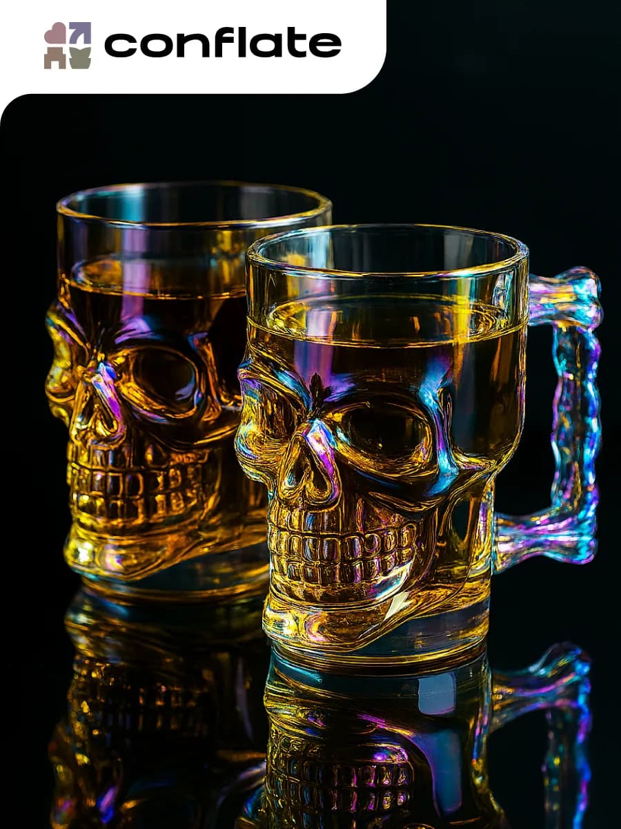 Пивная кружка череп в подарок набор 2 шт. 500 мл