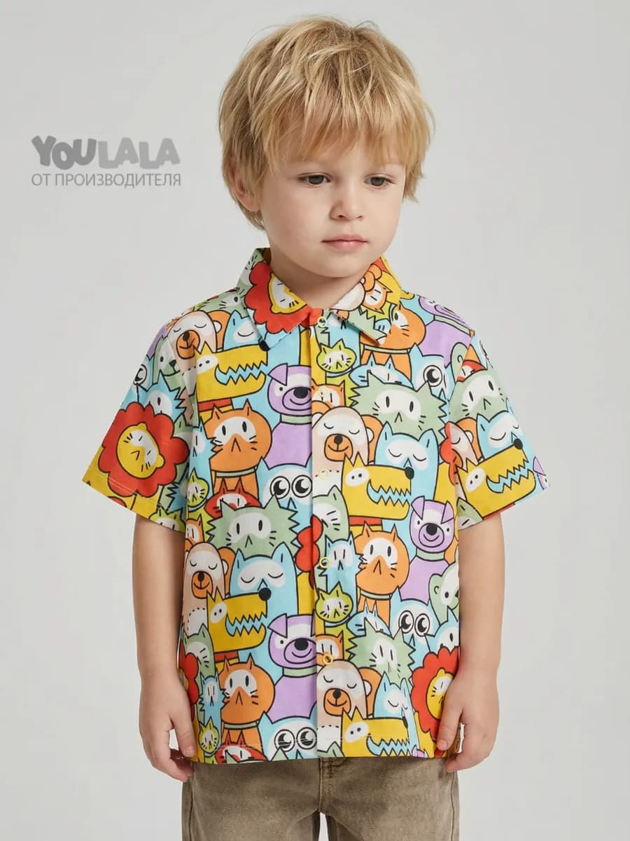 Рубашка с коротким рукавам на кнопках в садик