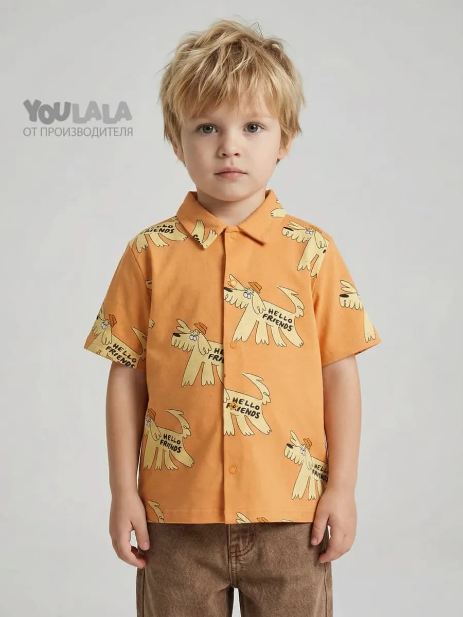 Рубашка с коротким рукавам на кнопках в садик