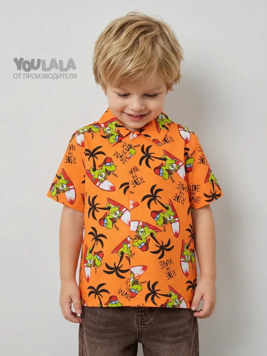 Рубашка с коротким рукавам на кнопках в садик