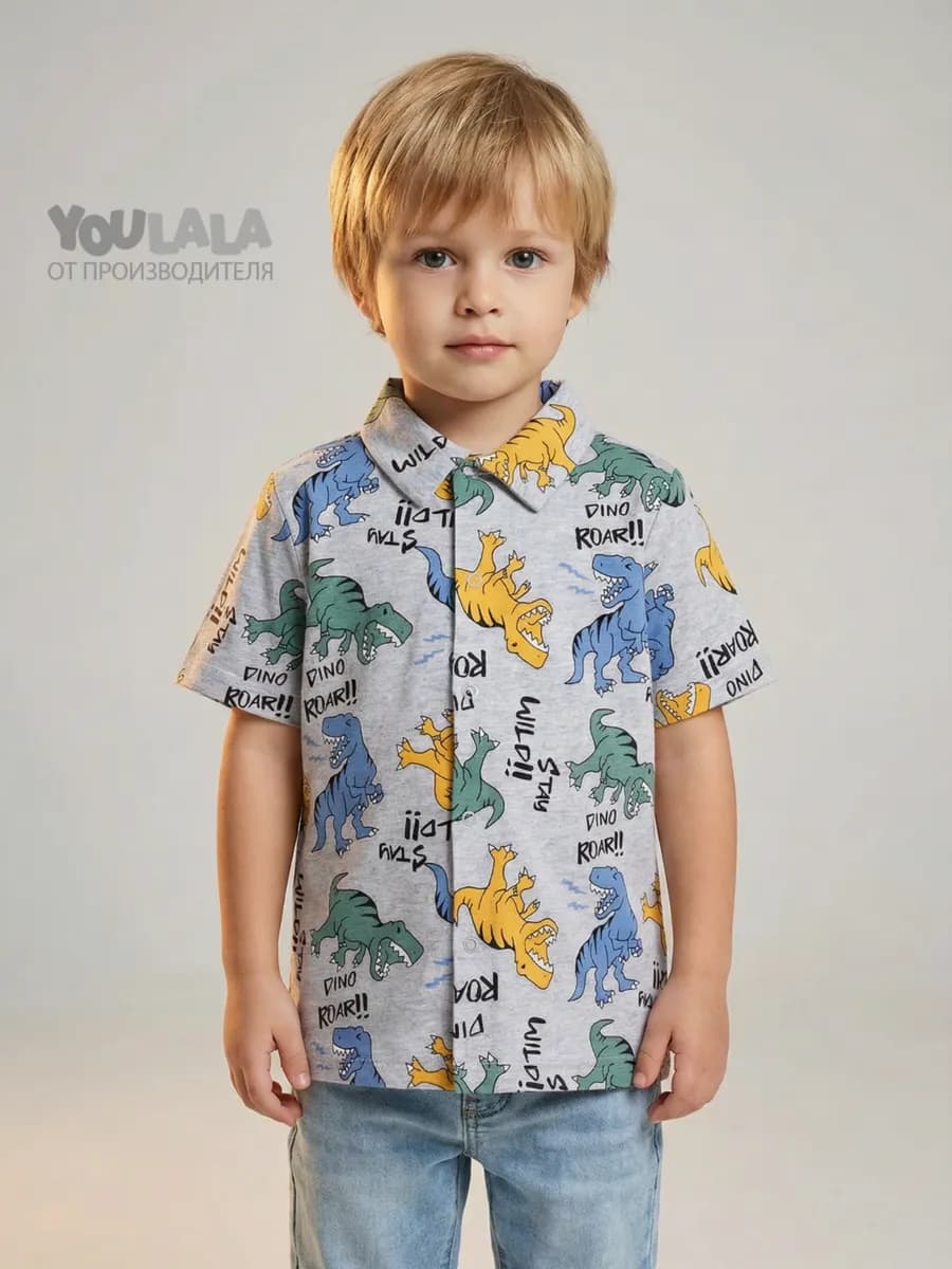 Рубашка с коротким рукавам на кнопках в садик