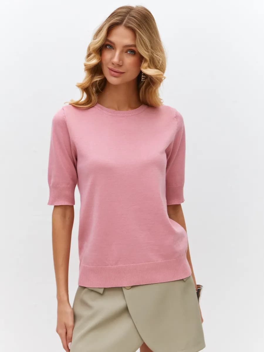 Джемпер кофта с коротким рукавом и вырезом