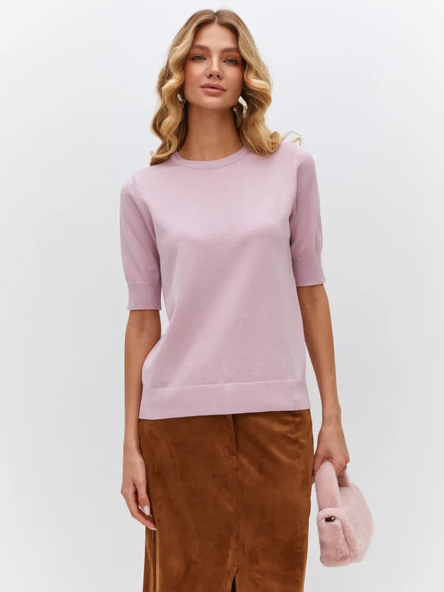 Джемпер кофта с коротким рукавом и вырезом