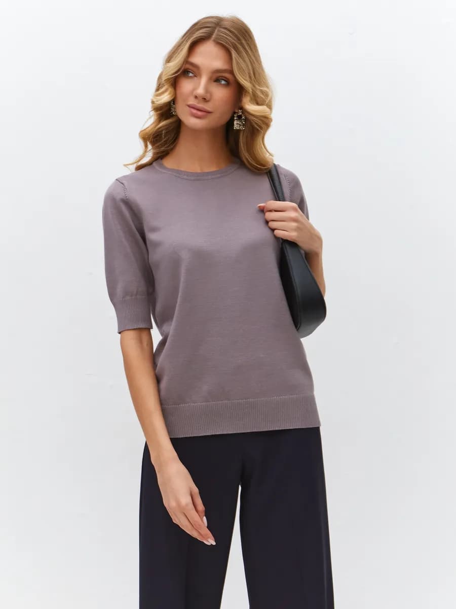 Джемпер кофта с коротким рукавом и вырезом