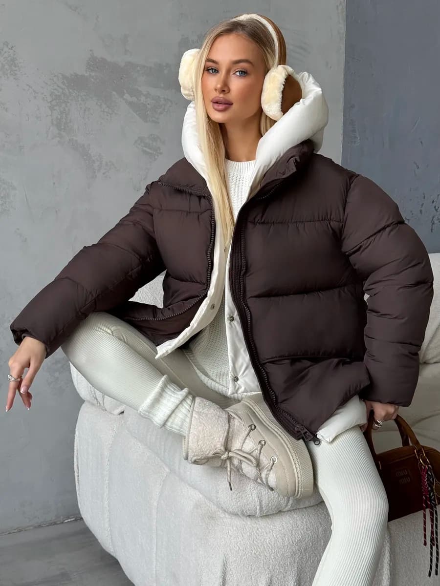 Куртка теплая с капюшоном - фото 1