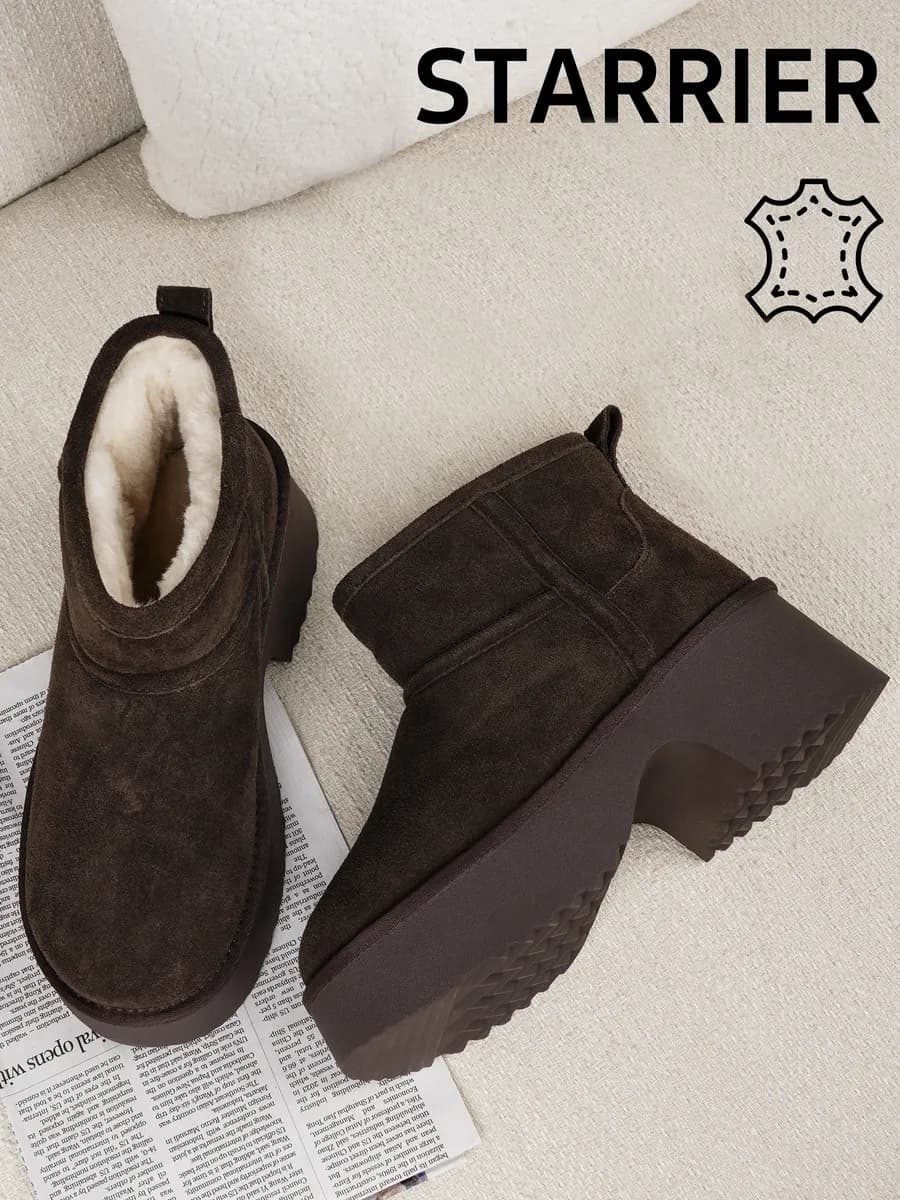 Угги зимние на платформе и каблуке