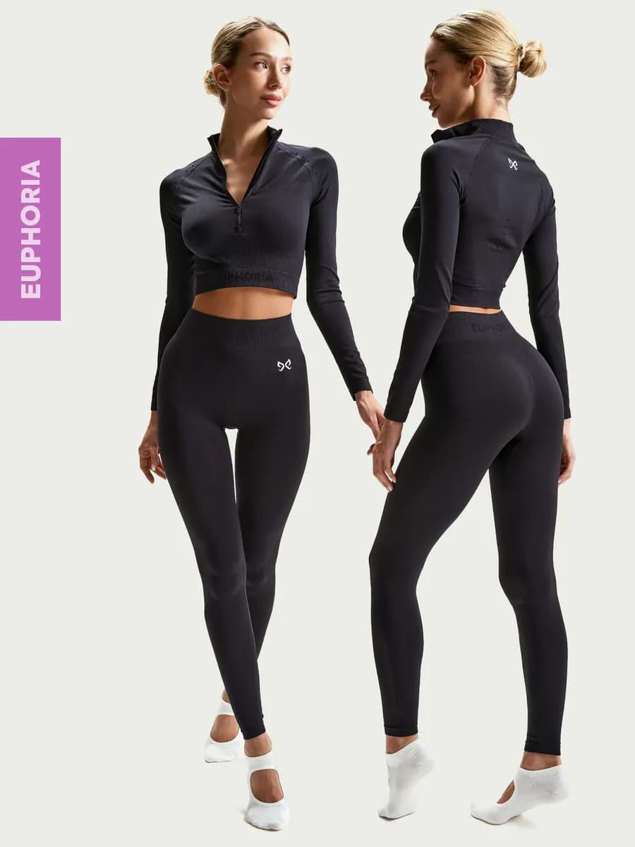 Спортивный костюм для фитнеса леггинсы и рашгард