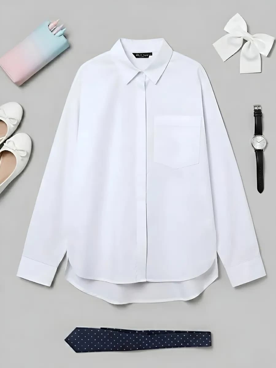 Рубашка школьная оверсайз - фото 1