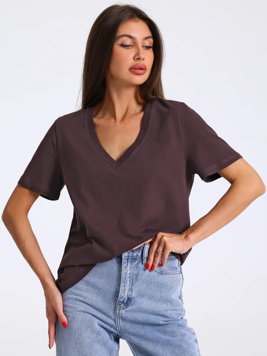 Футболка женская с вырезом - фото 1