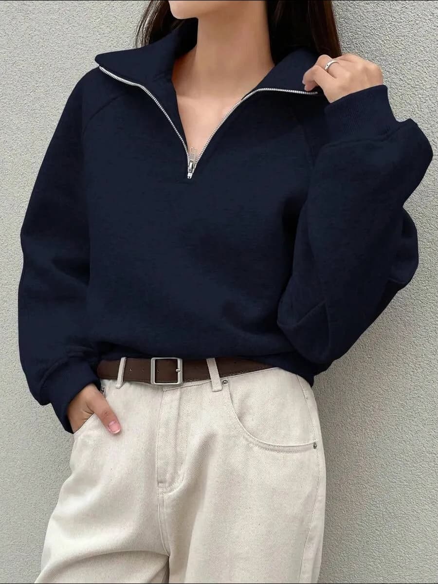 Полузамок свитшот на молнии кофта оверсайз
