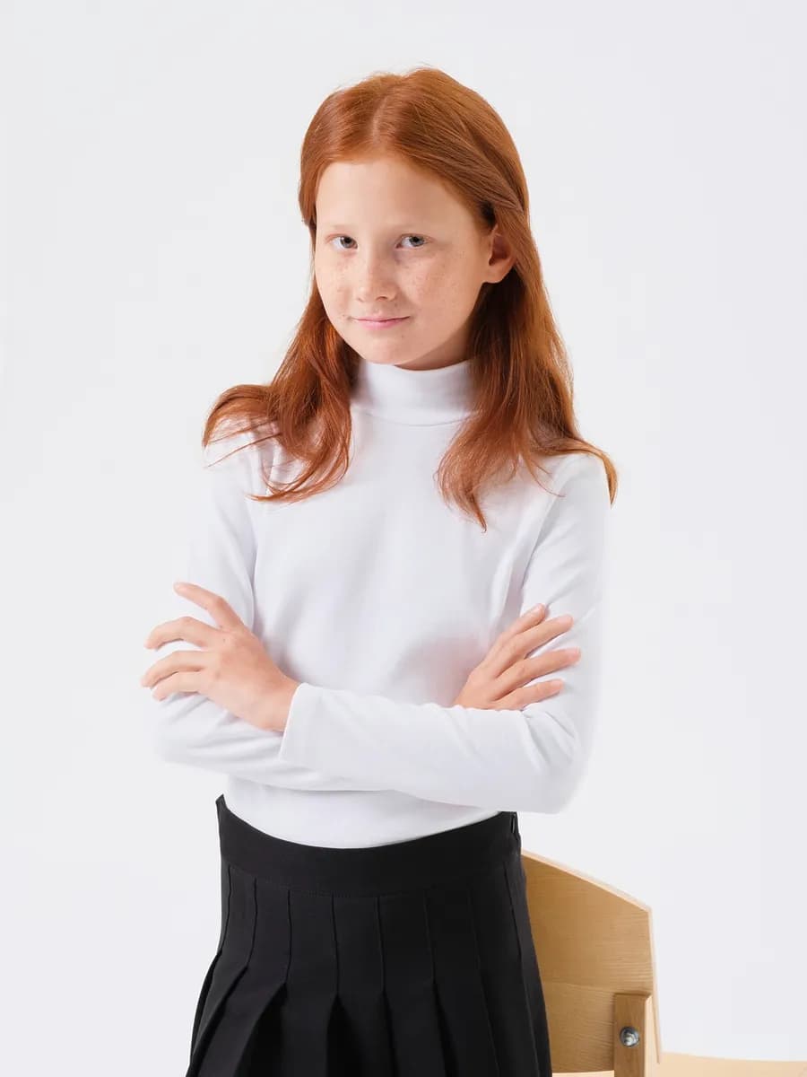 Школьная детская водолазка с горлом базовая хлопок