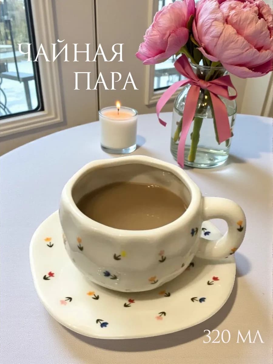 Чайная пара набор кружка и блюдце