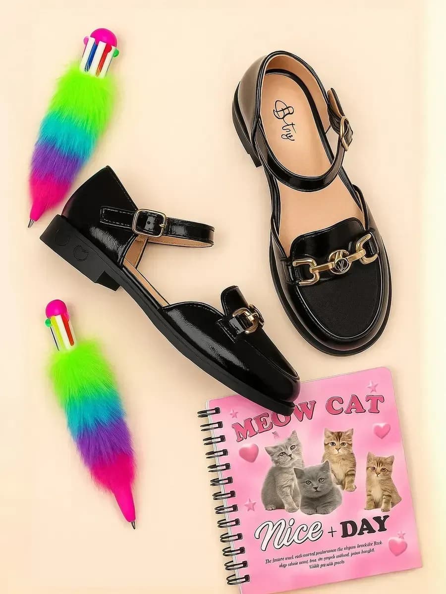 Туфли школьные лаковые с ремешком