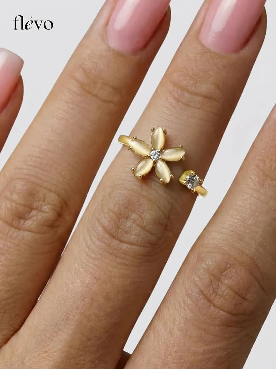 Кольцо цветок безразмерное бижутерия