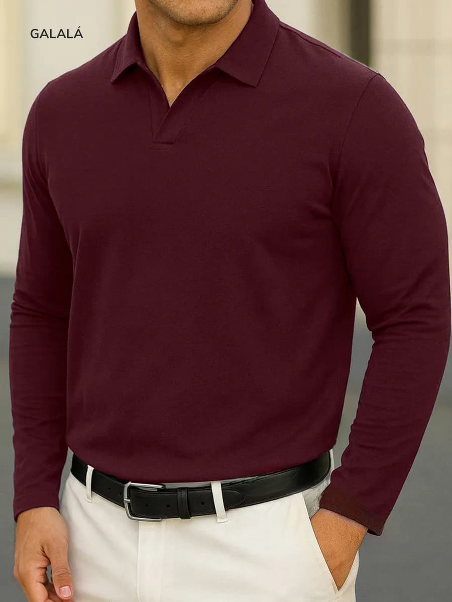 Лонгслив поло с длинным рукавом - фото 1