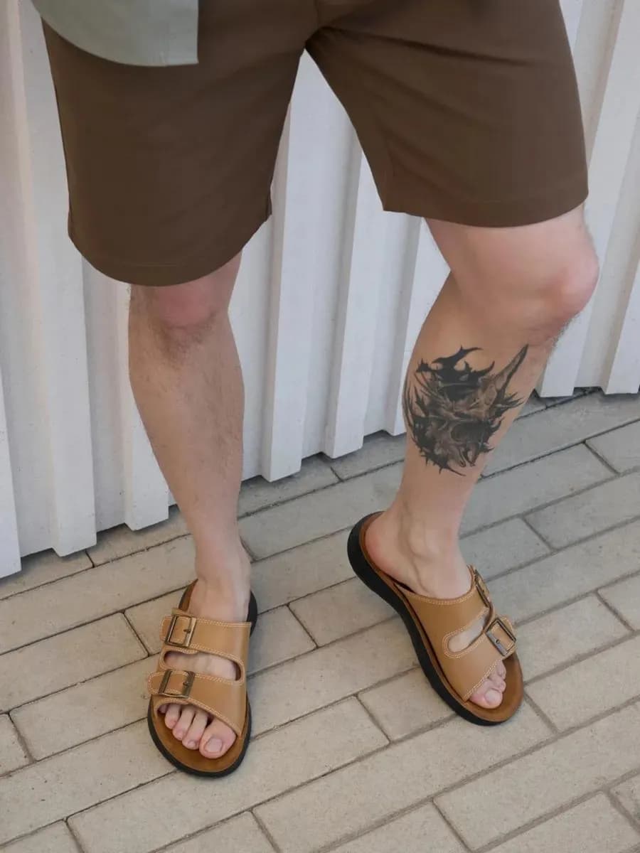 Шлепки летние кожаные